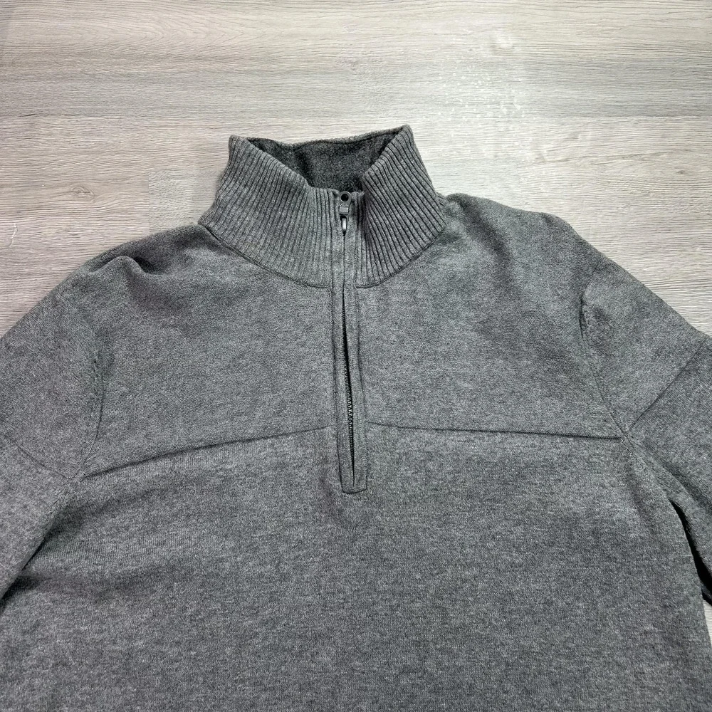The North Face Sweater‎ Mens Medium Gray 1/4 Zip Mock Neck Knit Pullover